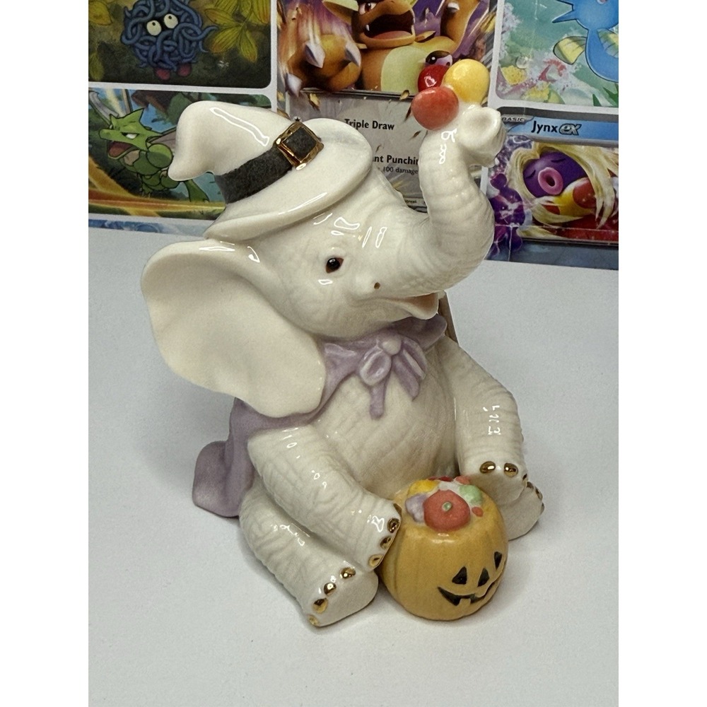 Lenox‎ Halloween Elephant Figurine Trick or Treat Pumpkin Witch Hat Porcelain